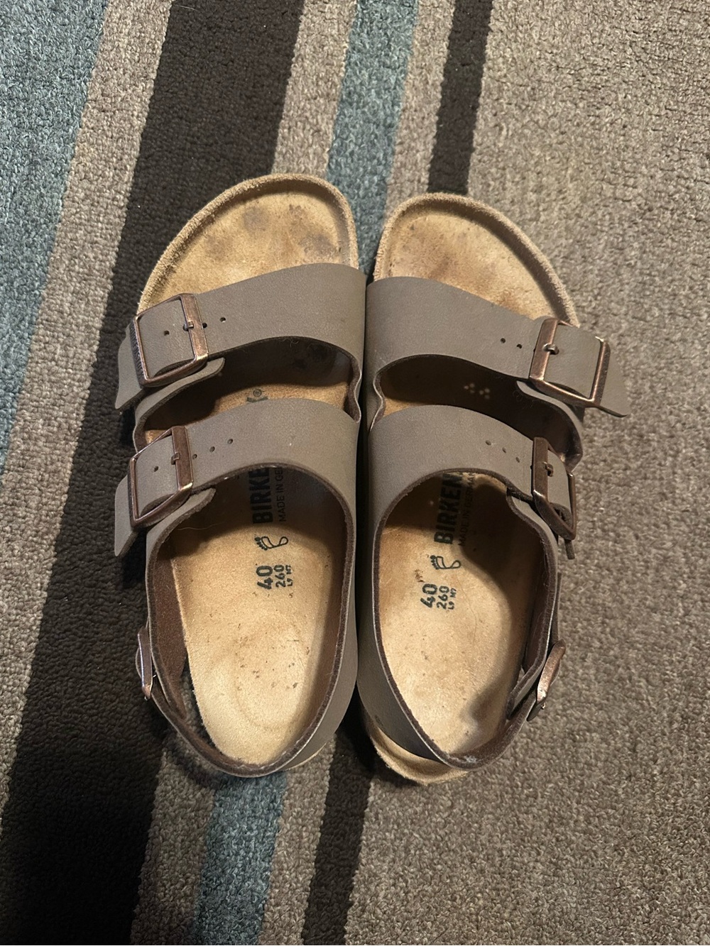 Birkenstocks Milano stone color size 40 regular